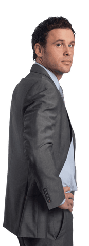 Serious Businessman Posing In Gray Suit Alone Transparent Background