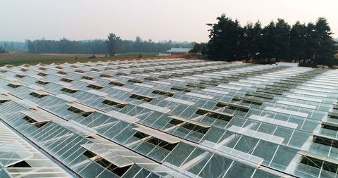 Aerial View of Advanced Solar Greenhouse in Rural Landscape - Download Free Stock Images Pikwizard.com