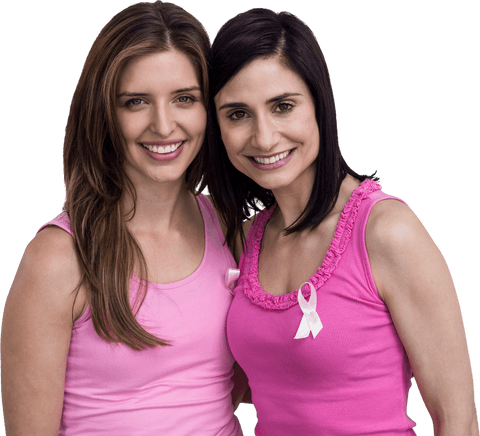 Smiling Women in Pink for Breast Cancer Awareness with Transparent Background