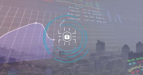 digital financial security over modern cityscape - Download Free Stock Images Pikwizard.com