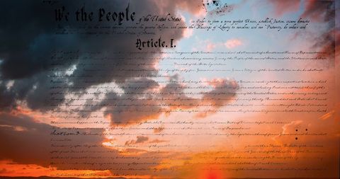 U.S. Constitution Overlaid on Dramatic Sunset Sky - Download Free Stock Images Pikwizard.com