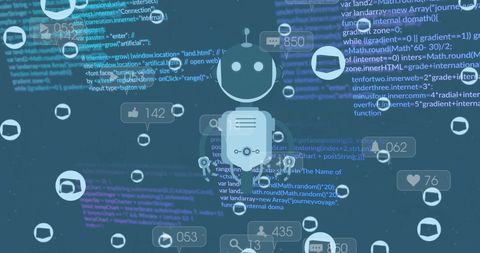 Digital Robot Over Coding Overlay with Notifications - Download Free Stock Images Pikwizard.com