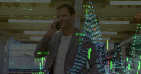 Businessman Analyzing Financial Trends via Smartphone