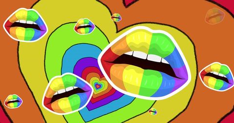 Rainbow Lips and Hearts Layers for LGBTQ Pride Celebration