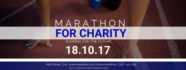 Marathon for Charity Event Flyer Displaying Athlete on Track - Download Free Stock Templates Pikwizard.com