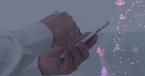 Businessman Engaging with Smartphone Amidst Digital Network Overlay - Download Free Stock Images Pikwizard.com