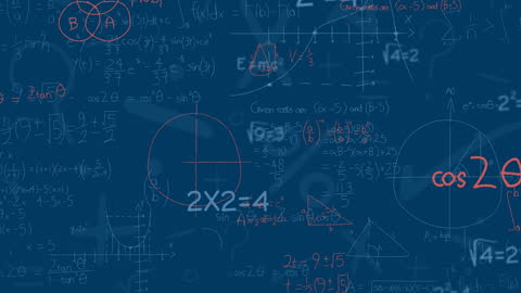 Animated Math Equations on Blue Background for Education Technology