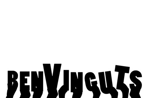 Welcoming hands with 'benvinguts' text on transparent background