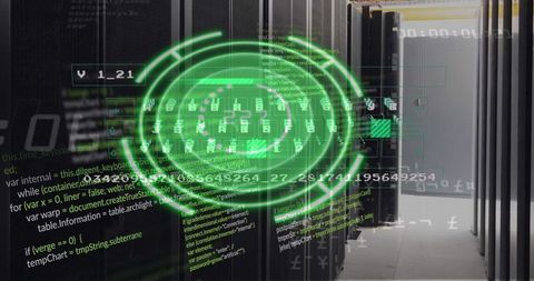 Futuristic Digital Interfaces with Data Overlays on Server Racks - Download Free Stock Images Pikwizard.com