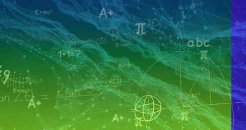 Abstract Network with Mathematical Equations on Green Gradient - Download Free Stock Images Pikwizard.com