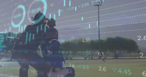 Baseball and Finance Charts Merged Concept