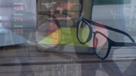 Glasses Overlapping Digital Statistics and Business Concepts