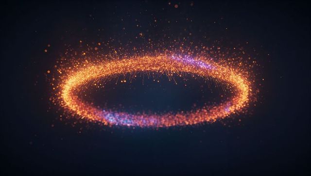 Glowing Particle Ring Hovering in Digital Void
