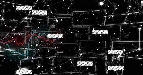 Abstract nodes and lines network in digital sphere