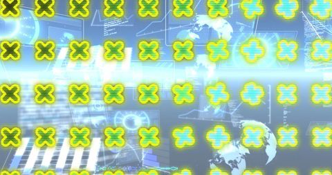Digital Rotating Crosses in Abstract Tech Background - Download Free Stock Images Pikwizard.com