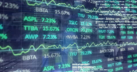 Animated Stock Market and Data Processing with Futuristic Background
