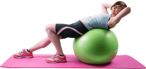 Woman Leaning Back on Green Exercise Ball Transparent Background - Download Free Stock Videos Pikwizard.com