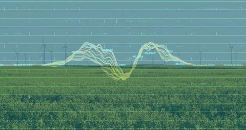 Innovative Energy Data with Wind Turbines Over Idyllic Field