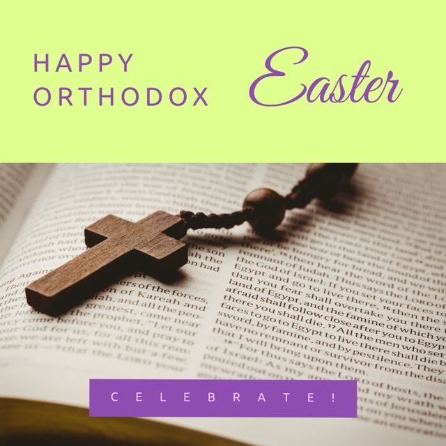 Orthodox Easter Greeting Card with Rosary and Bible - Download Free Stock Templates Pikwizard.com