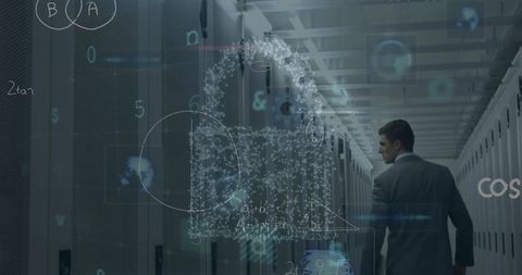 Cybersecurity Specialist Observing Secure Data Server Infrastructure