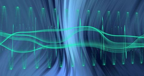 Dynamic Sine Wave and Waveform Overlay on Digital Background