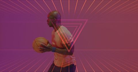 Dynamic Neon Overlay on African American Basketball Player