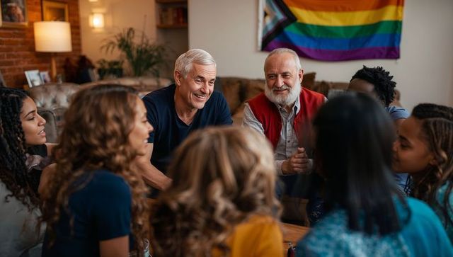 Diverse Mentorship Gathering with Pride Flag