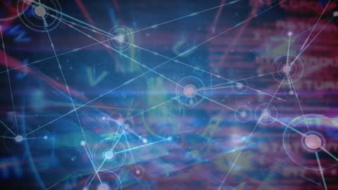 Abstract Digital Network with Data Connections in Blue Tones