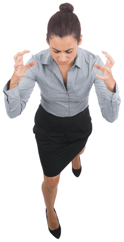 Hispanic Businesswoman Expressing Frustration on Transparent Background