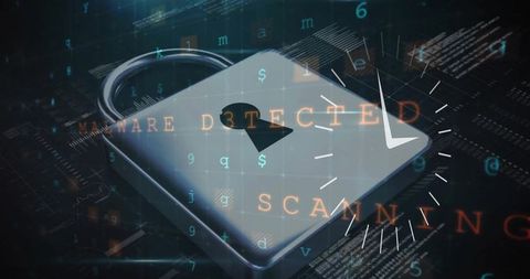 digital padlock and malware detection in cybersecurity interface - Download Free Stock Images Pikwizard.com