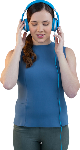 Transparent Young Woman Listening to Music with Headphones - Download Free Stock Videos Pikwizard.com