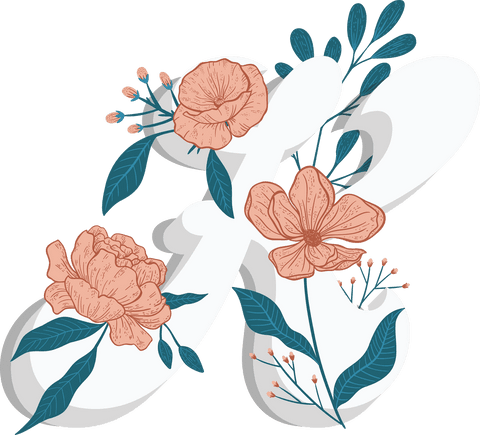 Floral Decorated K Letter Vigilate Mixing Nature with Elegance Transparent Design