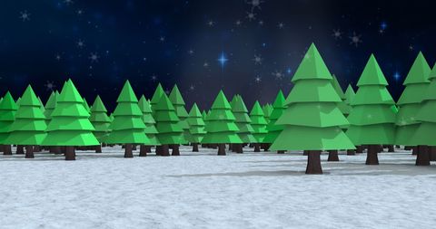 Snowfall Over Pine Forest under Starry Night Sky - Download Free Stock Images Pikwizard.com