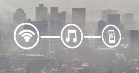 Digital Networking Interface with City background - Download Free Stock Images Pikwizard.com