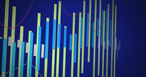 Abstract Digital Data Bars with Colorful Lines on Blue - Download Free Stock Images Pikwizard.com