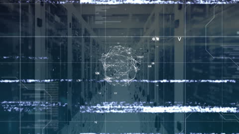 Abstract Digital Interface Superimposed on Server Room