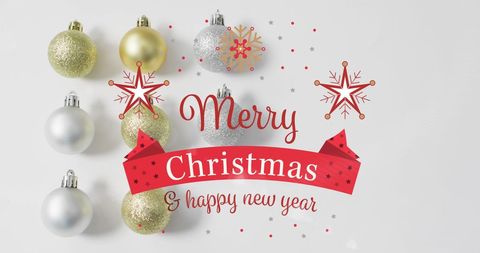 Festive Christmas Greeting with Elegant Holiday Baubles