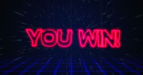 Retro Futuristic You Win Text with Glitch Effect