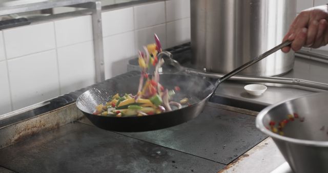 Chef Cooking Vegetables in Commercial Kitchen - Download Free Stock Images Pikwizard.com