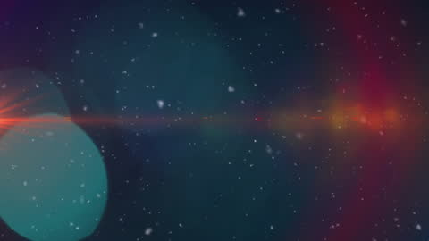 Abstract Snowfall with Colorful Light Effects on Dark Background