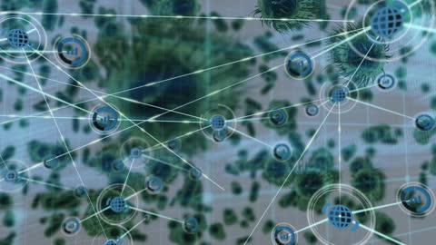 Digital Network Visualization Over Virus Cells