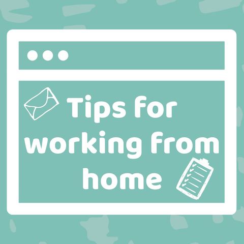 Working from Home Tips with Illustrative Icons on Green Background - Download Free Stock Templates Pikwizard.com