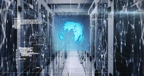 Futuristic Data Processing in Modern Server Room with Digital Interface - Download Free Stock Images Pikwizard.com
