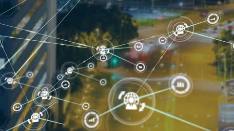 Digital Network Connections on Futuristic Interface