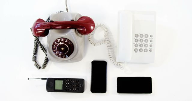 Evolution of Telephones from Rotary Dial to Smartphones - Download Free Stock Images Pikwizard.com