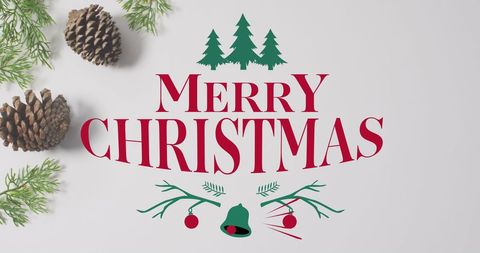 Festive Christmas Greeting with Evergreen Pines and Pinecones