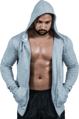 muscular man in gray hooded jumper with jacket open transparent - Download Free Stock Videos Pikwizard.com