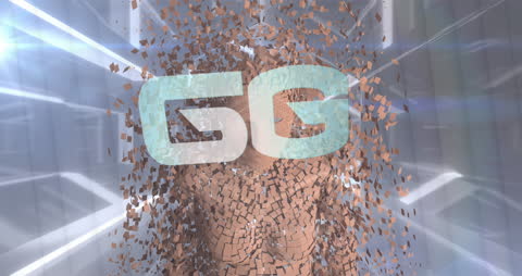 6G Text Over Human Model in Neon Tunnel Animation