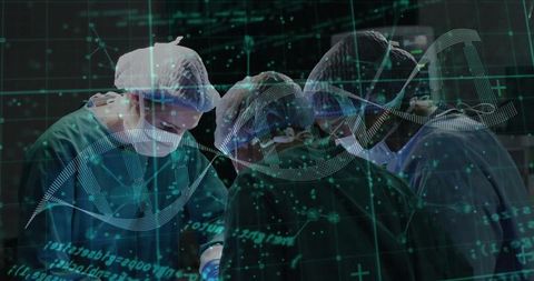 Innovative Surgical Team Performing Operation with DNA Interface