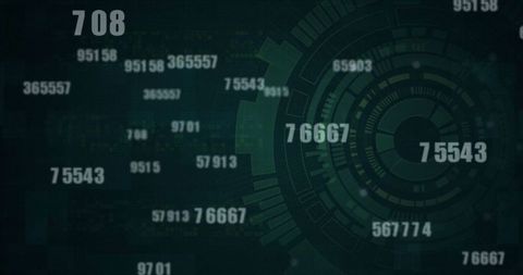 Futuristic digital hud dashboard with numeric codes and data
